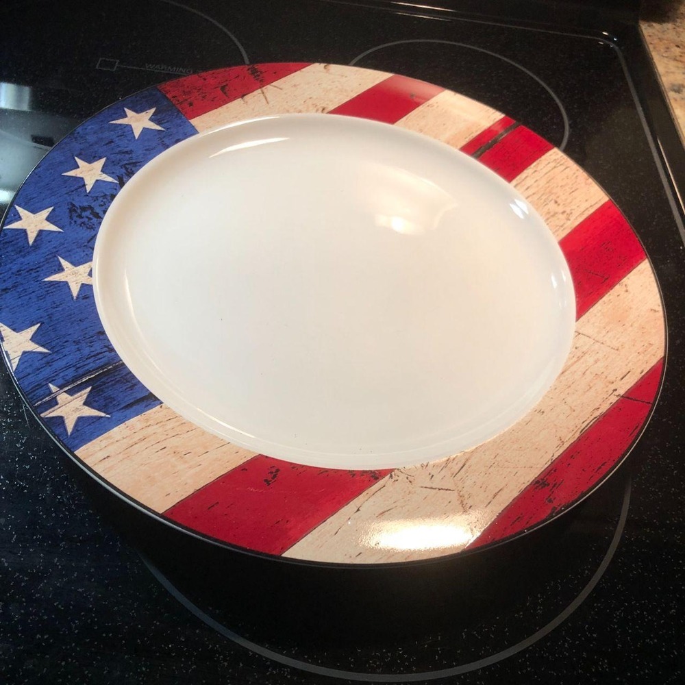 Vtg 1997 Warren Kimble Sakura Colonial Chop/Serving Plate American Flag Folk Art